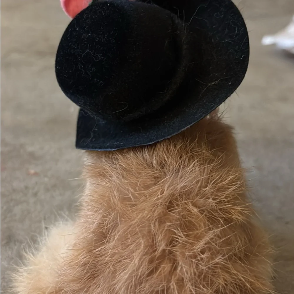Floral Hat Cat Figurine